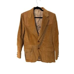 Vtg PenWesterner Men's 42 Western Suit Jacket Tan Canvas Cord Yoke Blazer